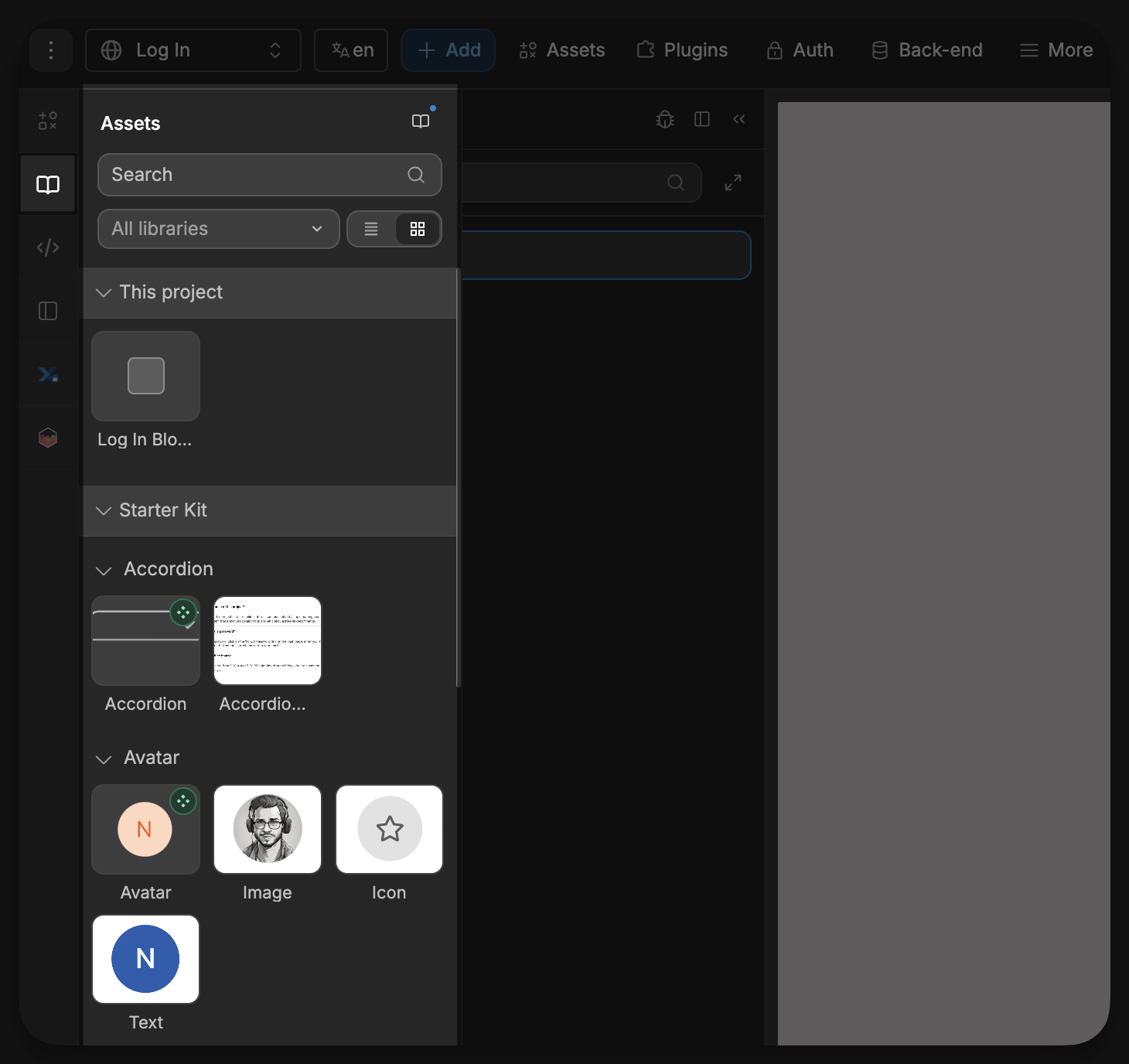 Add Panel Assets