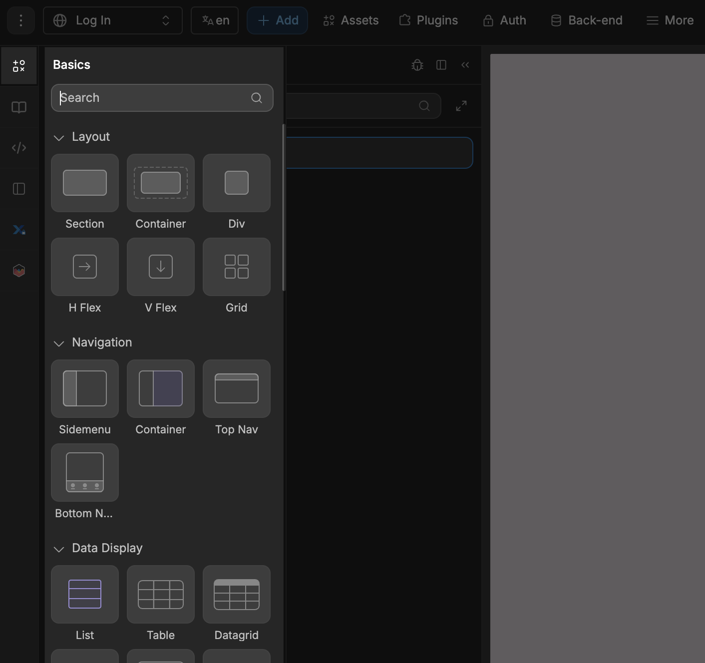 Add Panel in WeWeb