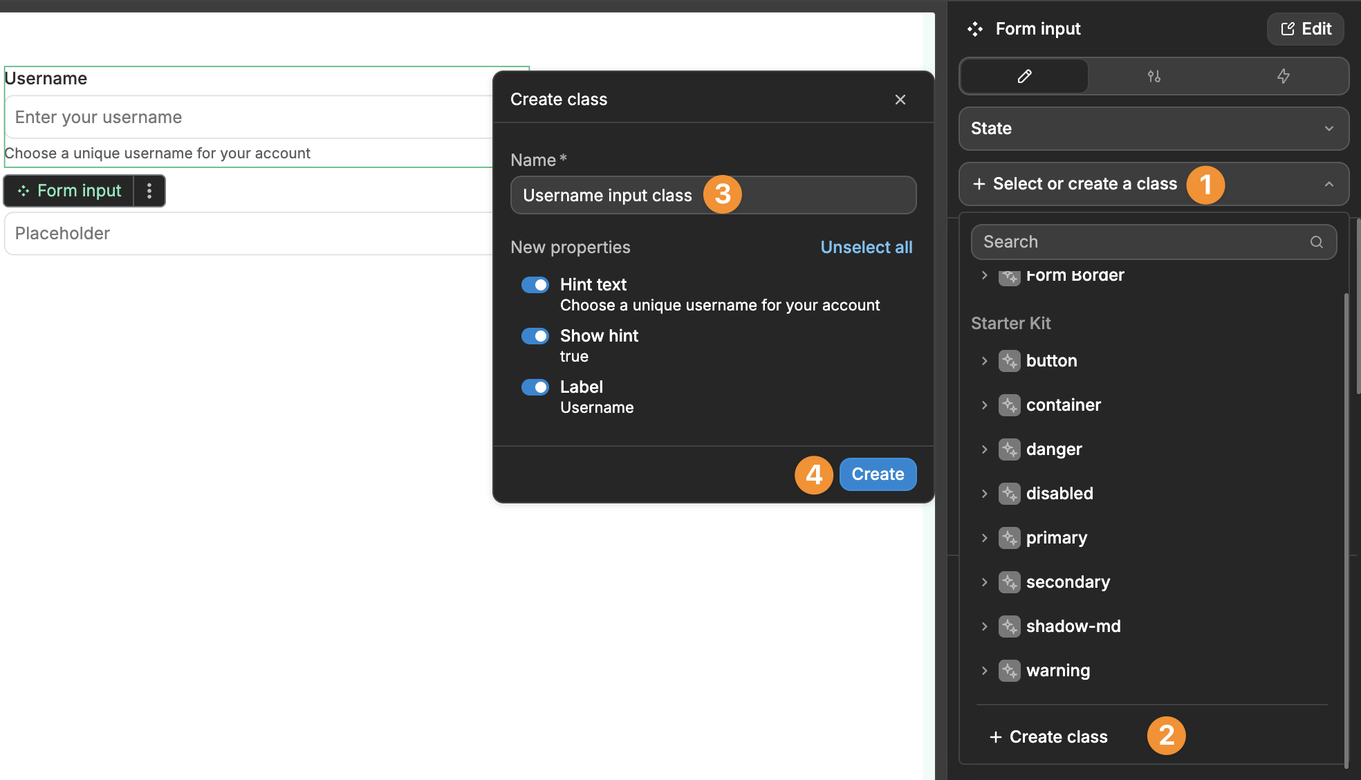 Component advanced property section