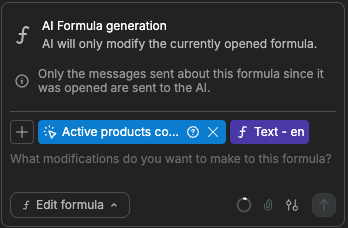 Chat in Edit formula mode with the formula in context