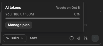 AI tokens panel