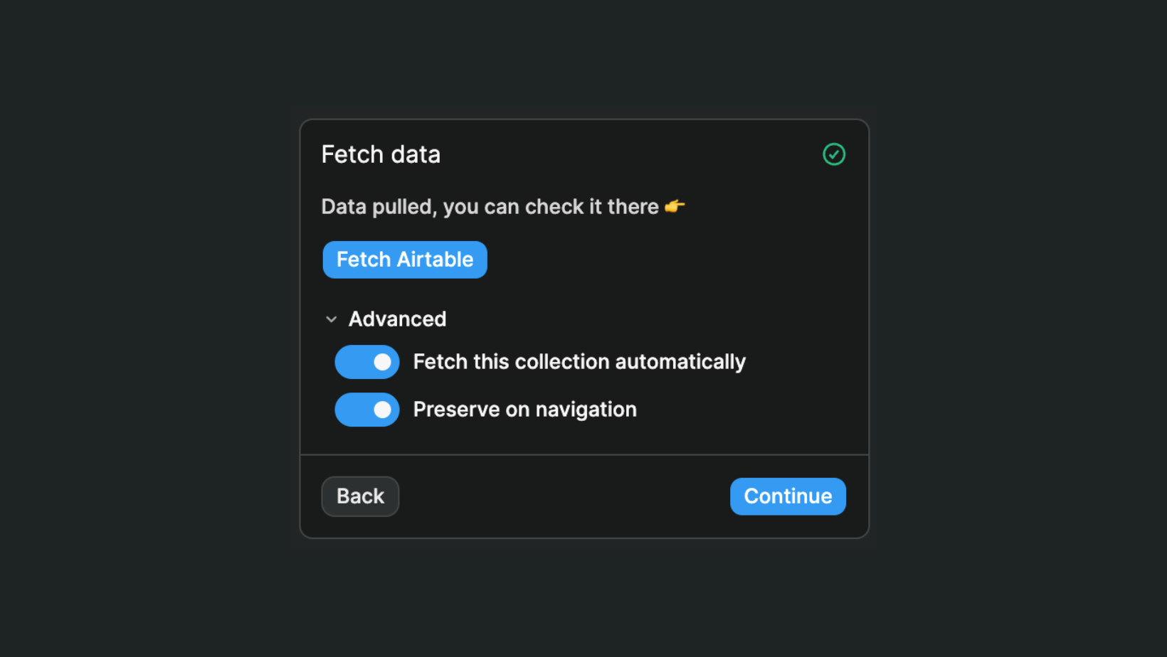 Fetch data step