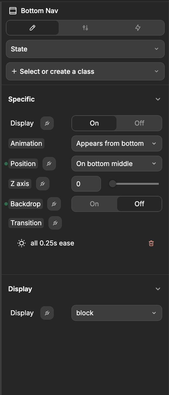 Bottom Nav settings