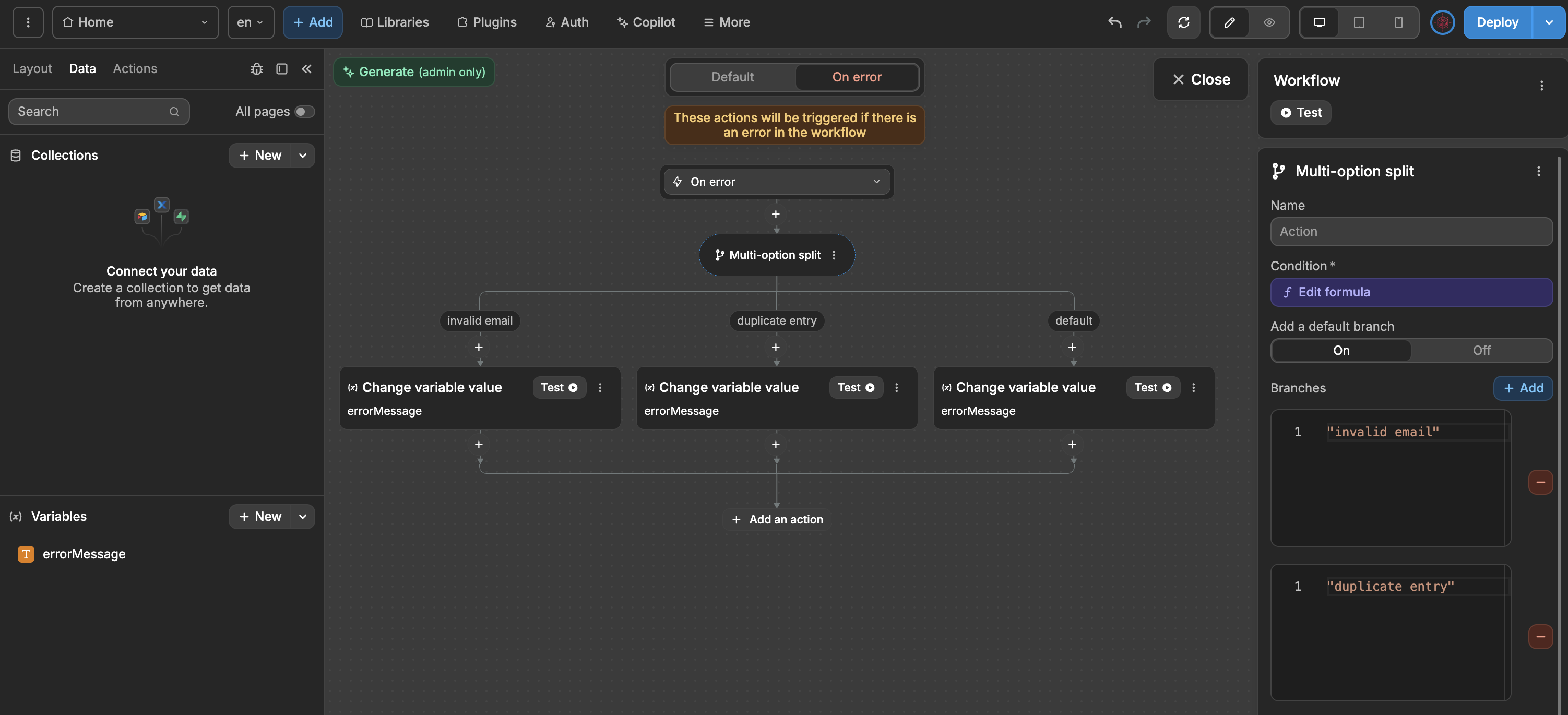 Multi-optio split example