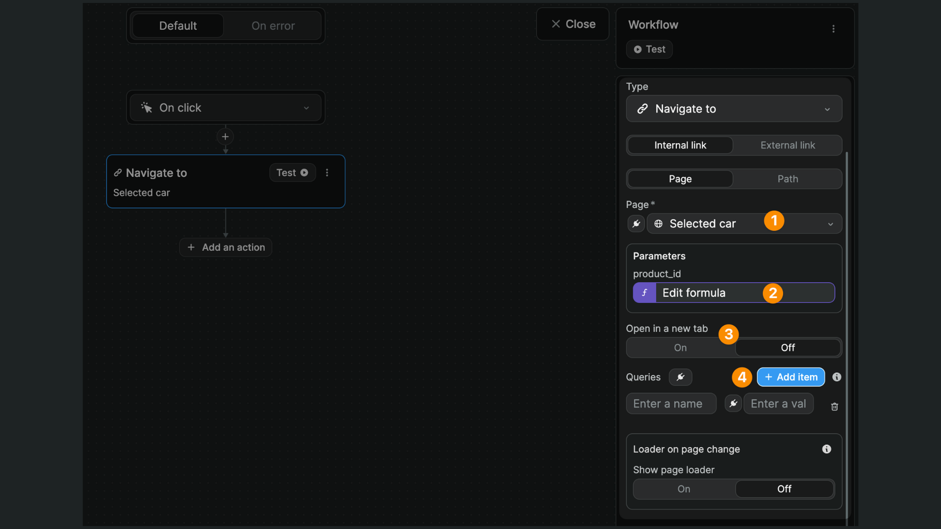 Navigate to action in workflow