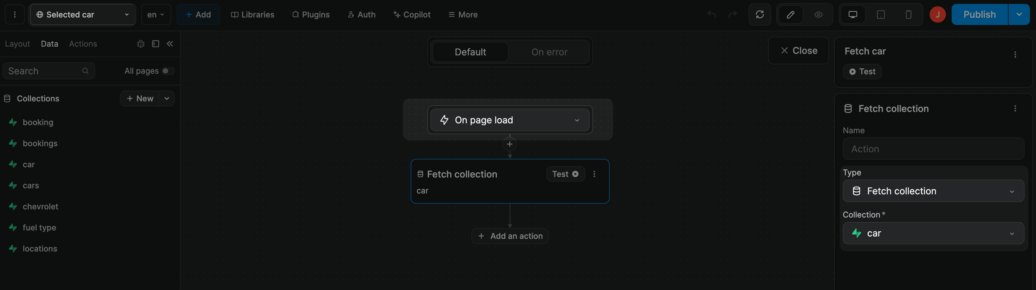 Workflow on page load