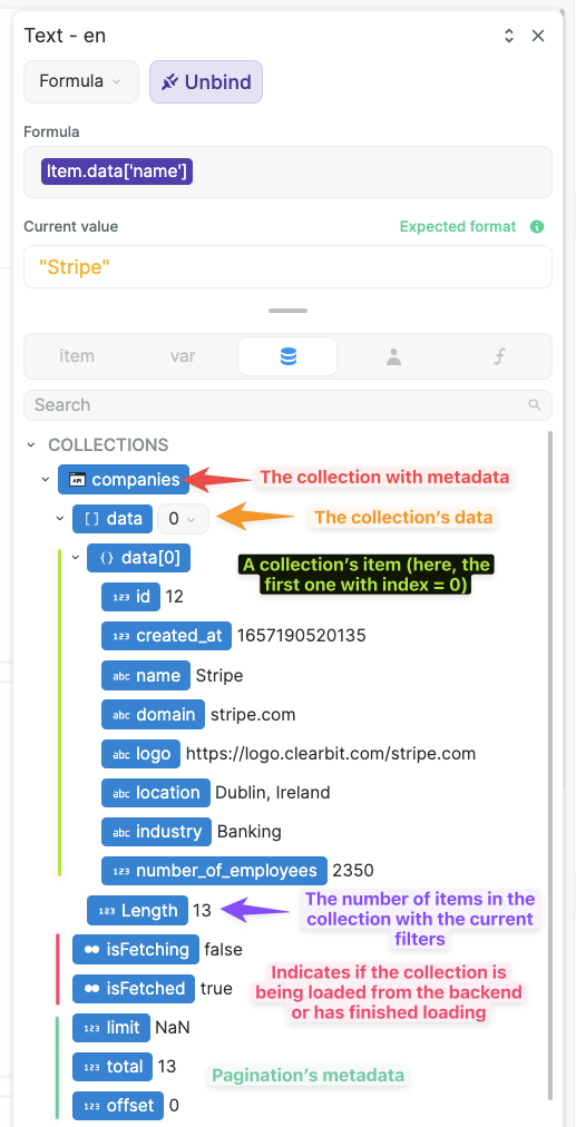 Collections of external data inside WeWeb