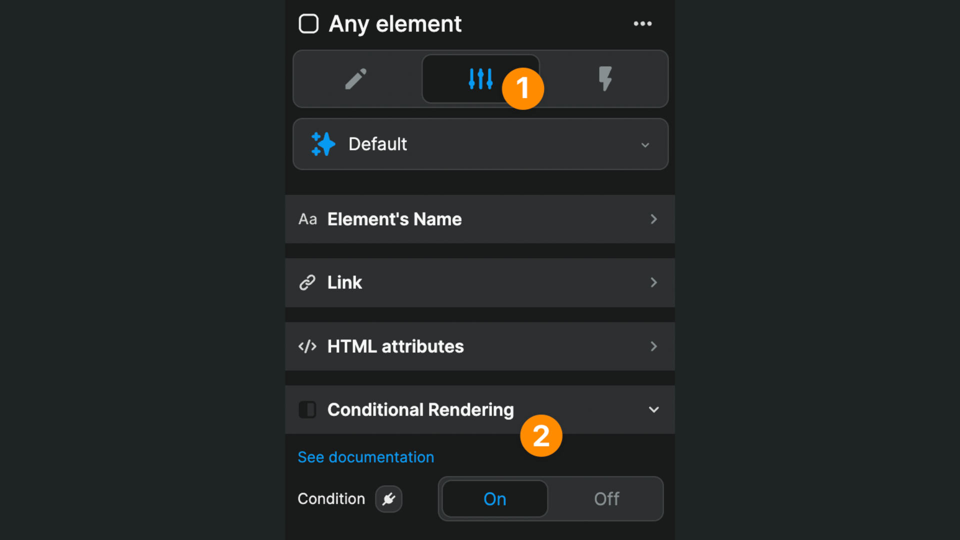 Conditional rendering setting