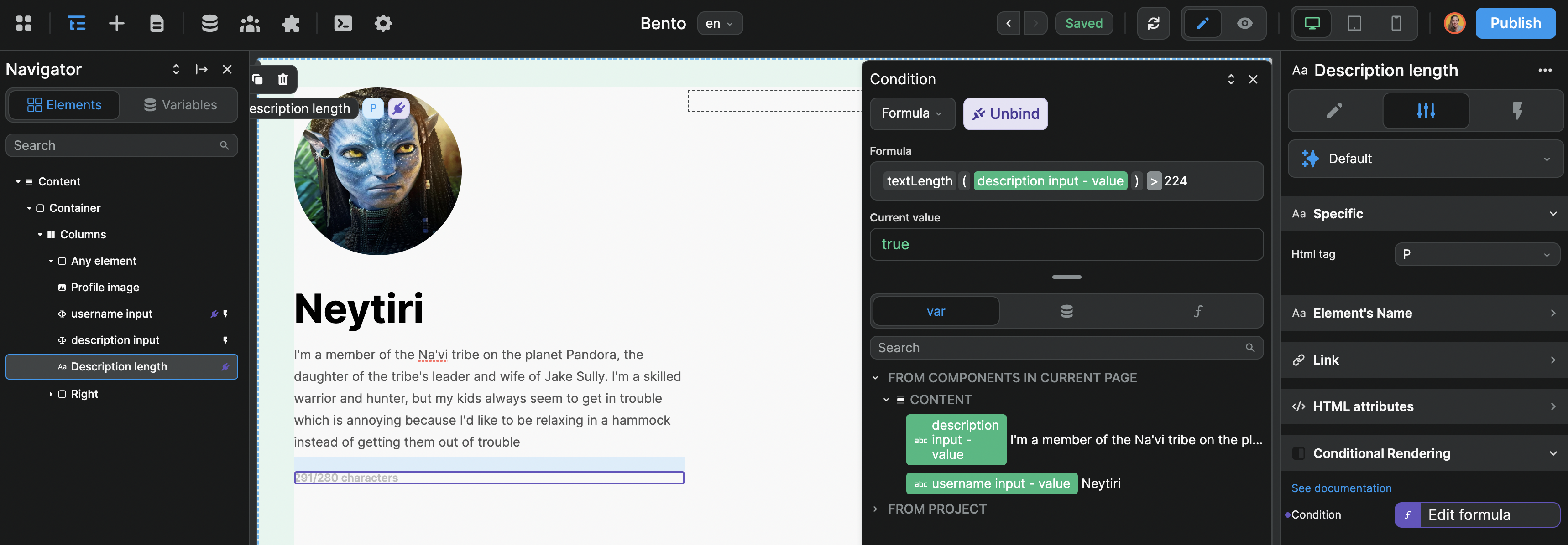 Conditional rendering example