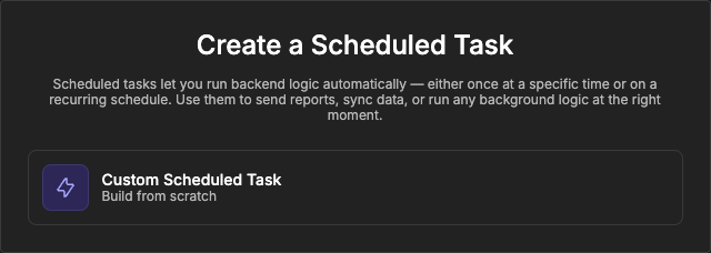Create a Scheduled Task window with the Custom Scheduled Task option