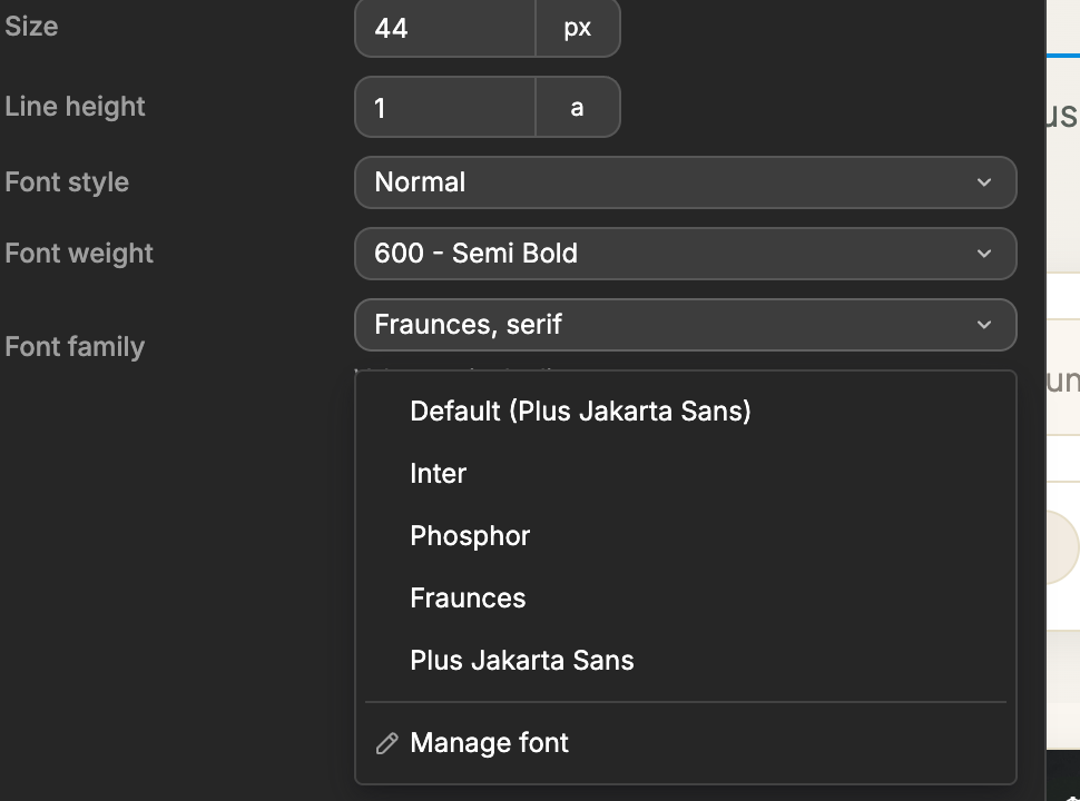 Using the default font family