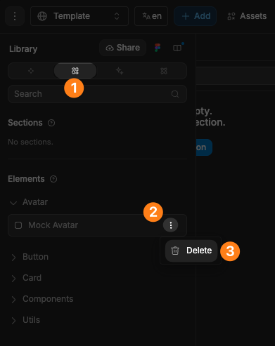 Delete library template