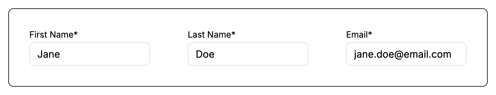 A white form with three input fields