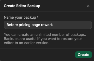 Naming a manual editor backup