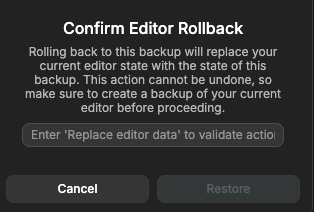 Confirming an editor rollback