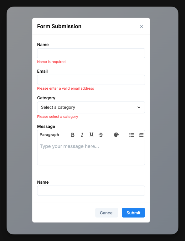 Form popup
