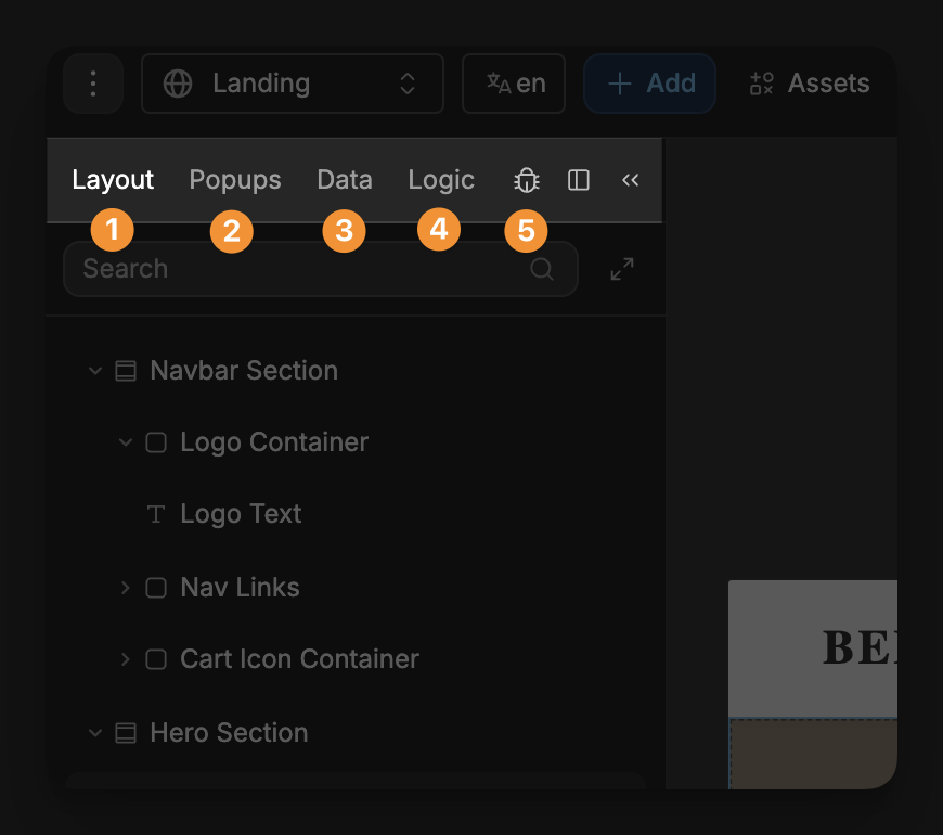 Left tabs