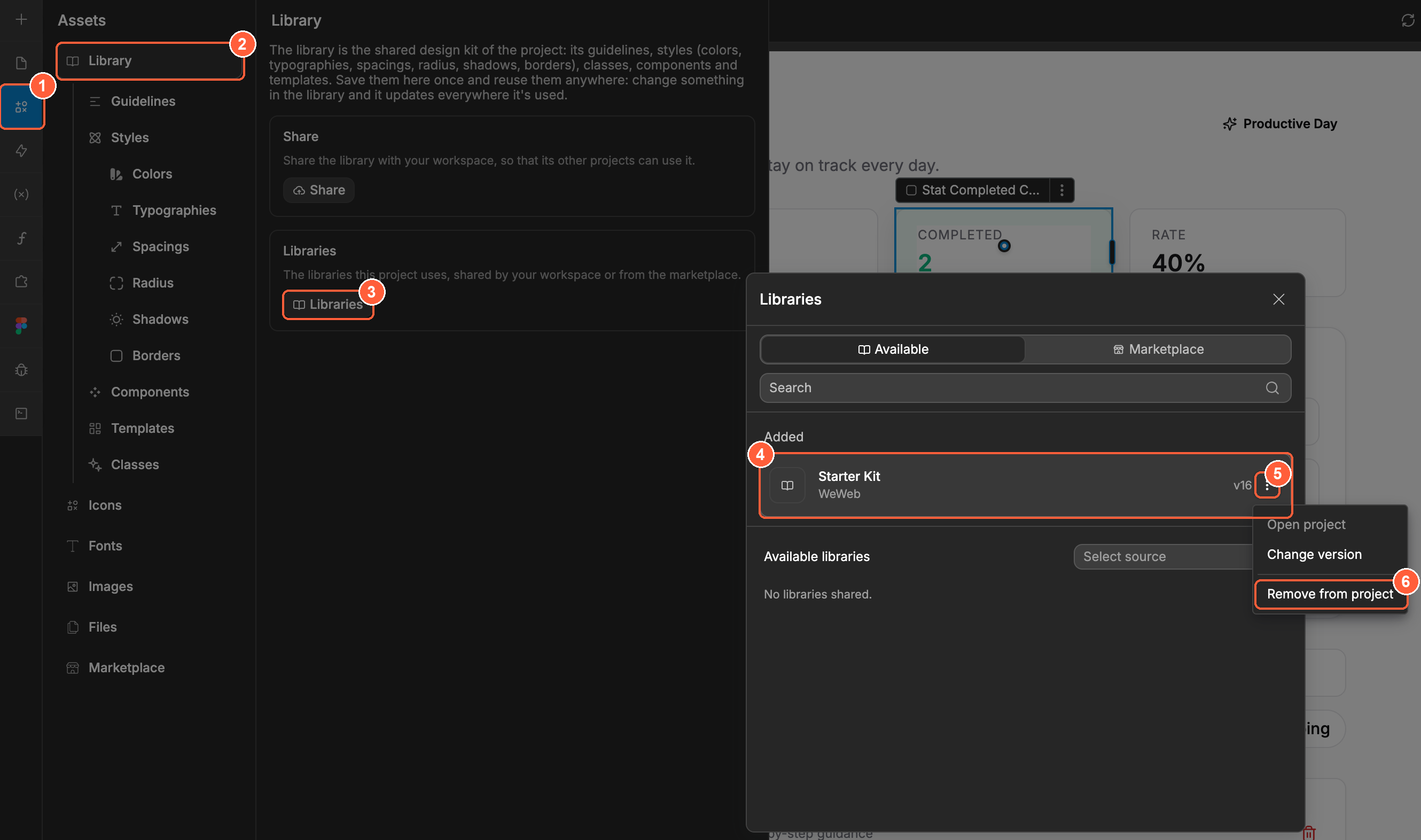 Remove added library from project