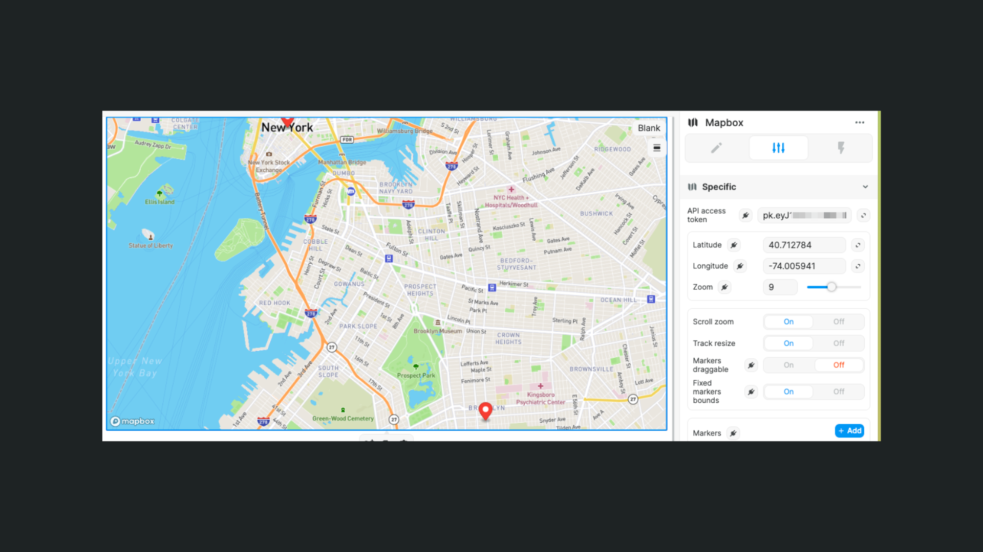 Mapbox default map on a WeWeb page
