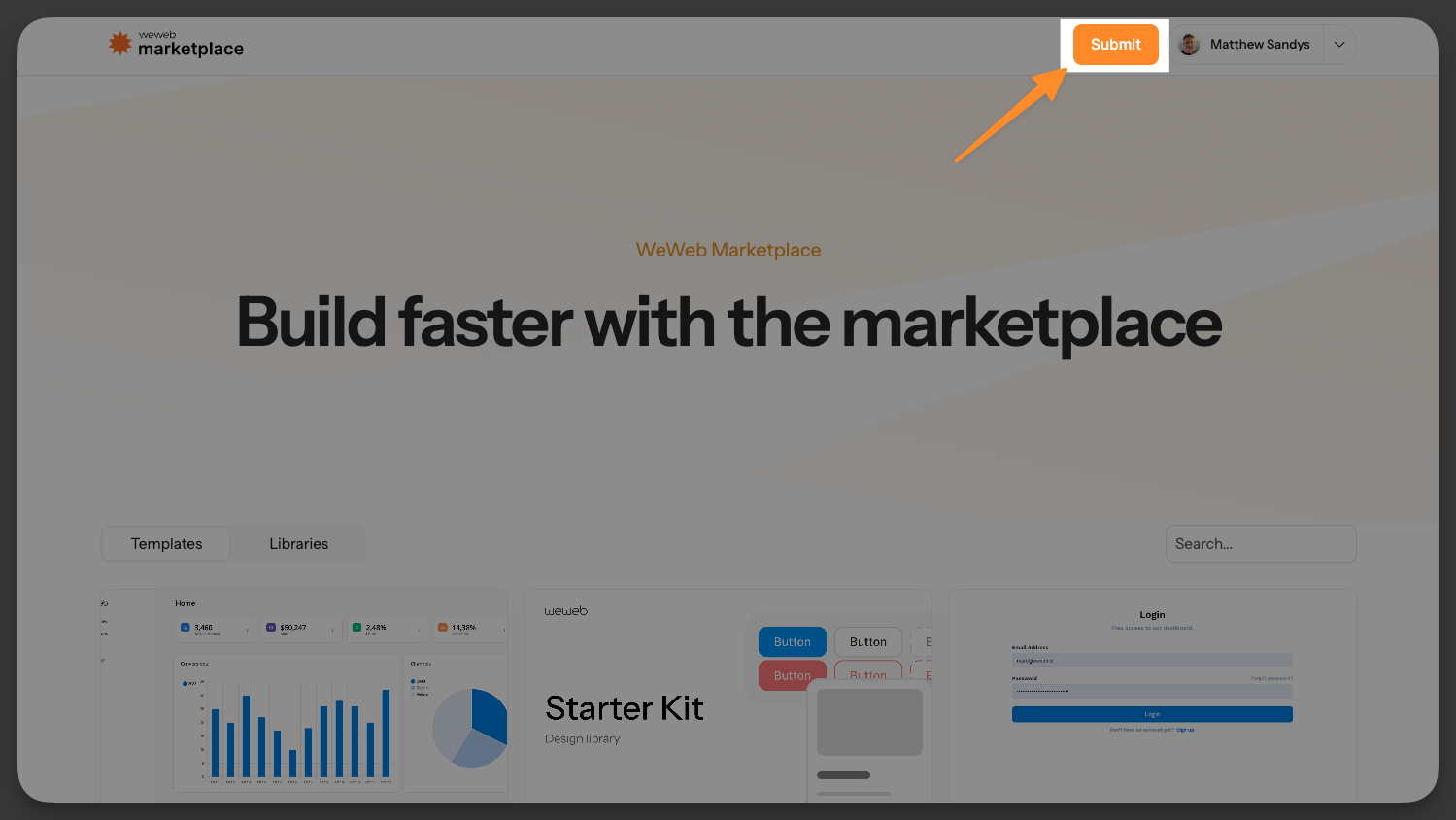 Click Submit on the marketplace