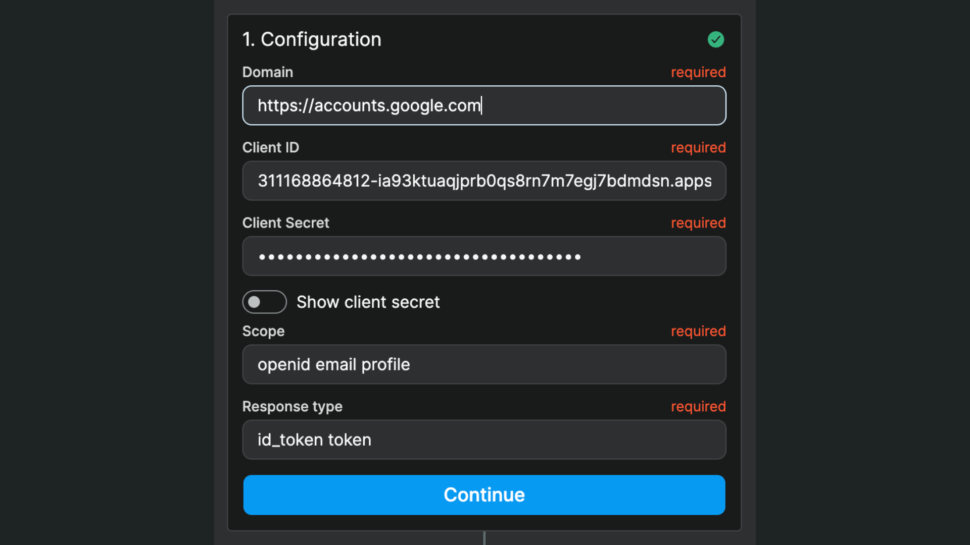 OpenID plugin configuration