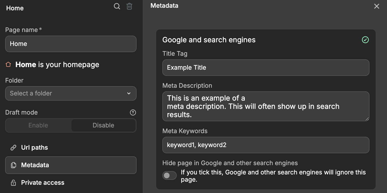 Metadata example