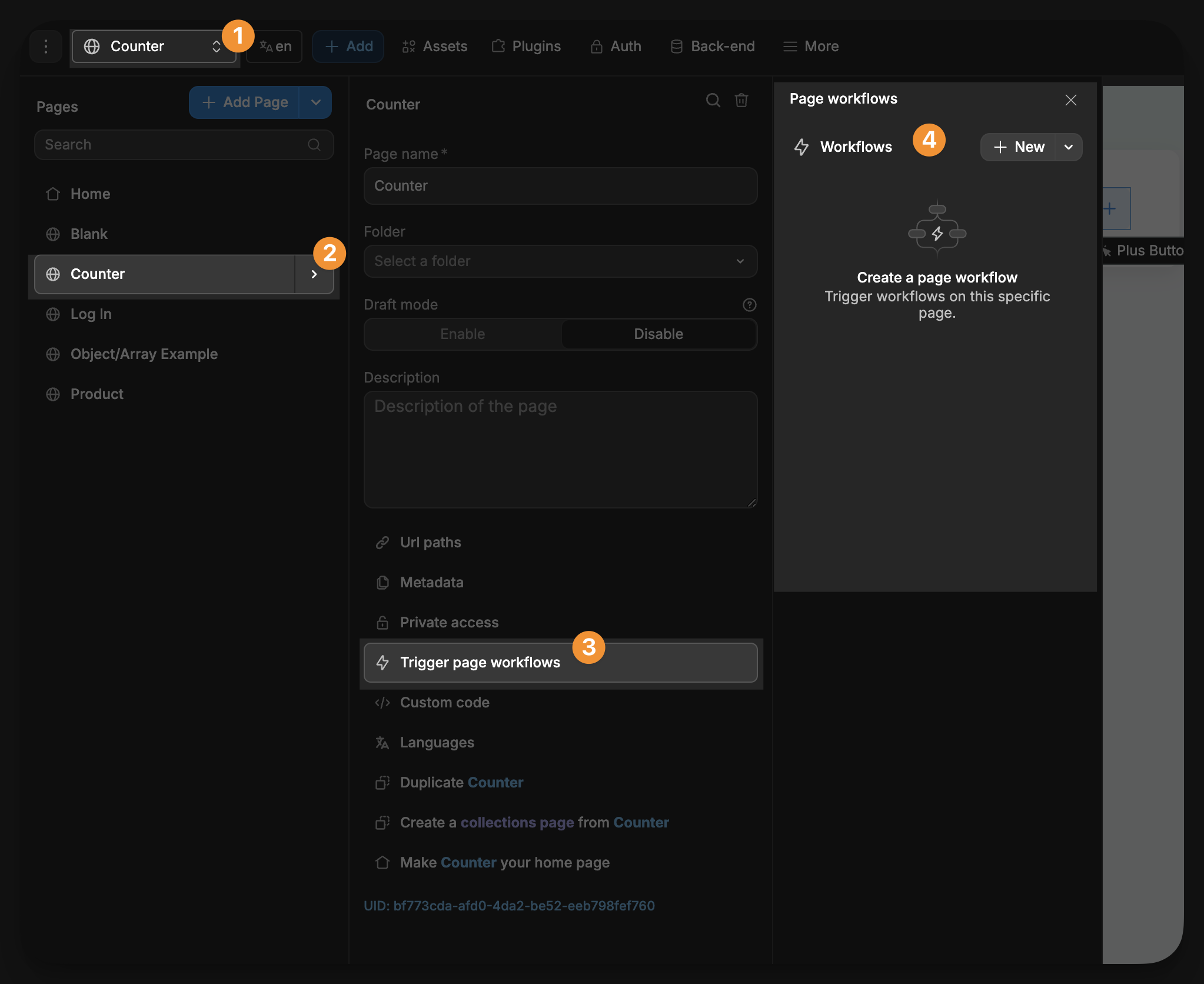 Page workflow example