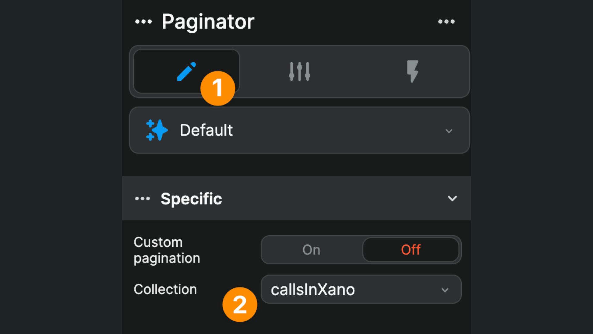 Paginator settings in WeWeb