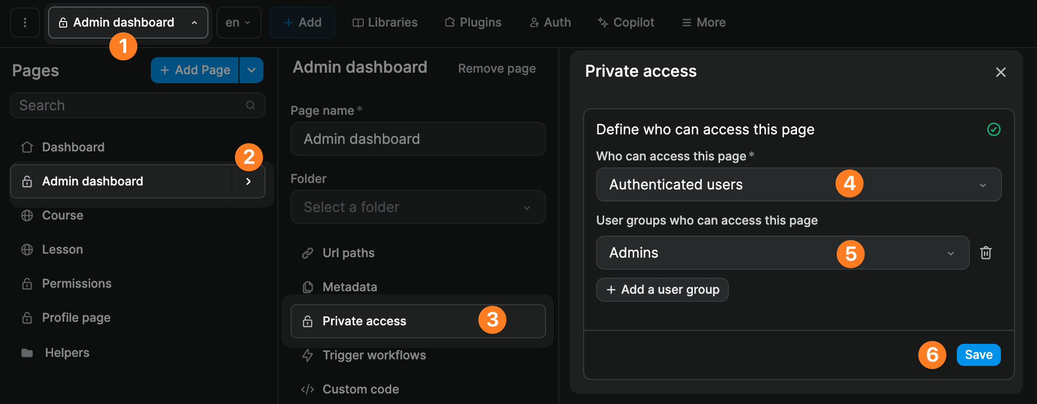 Limit access to user groups