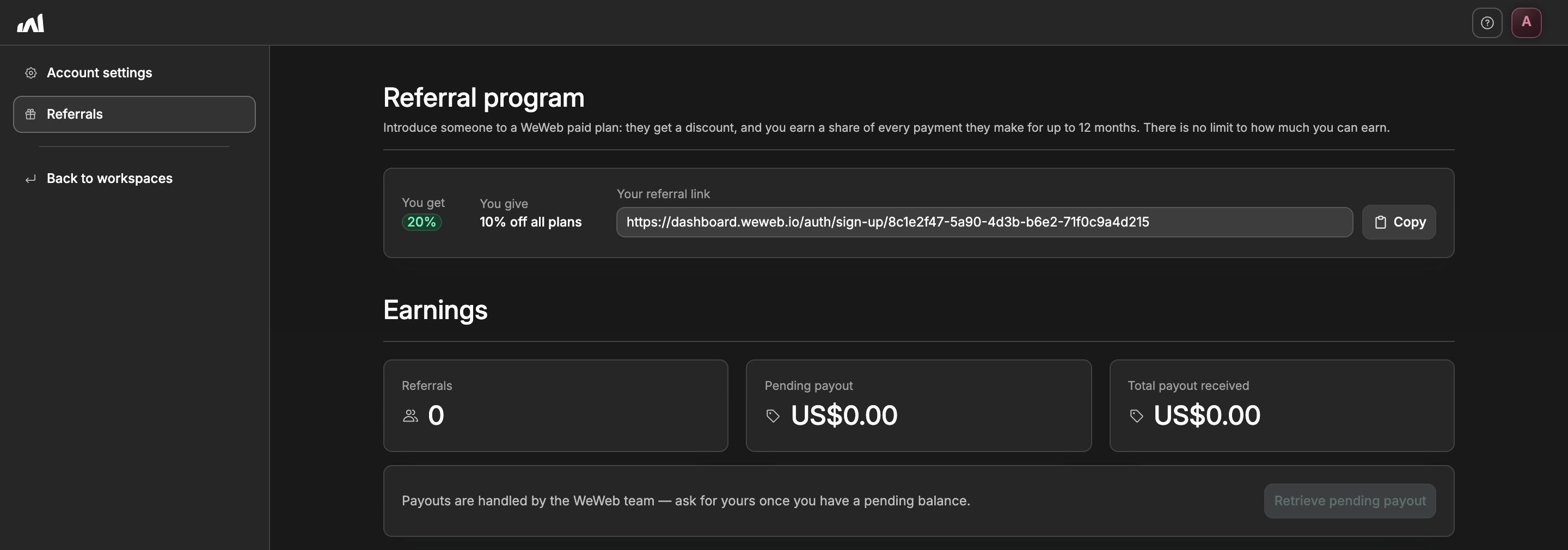 Copy referral link