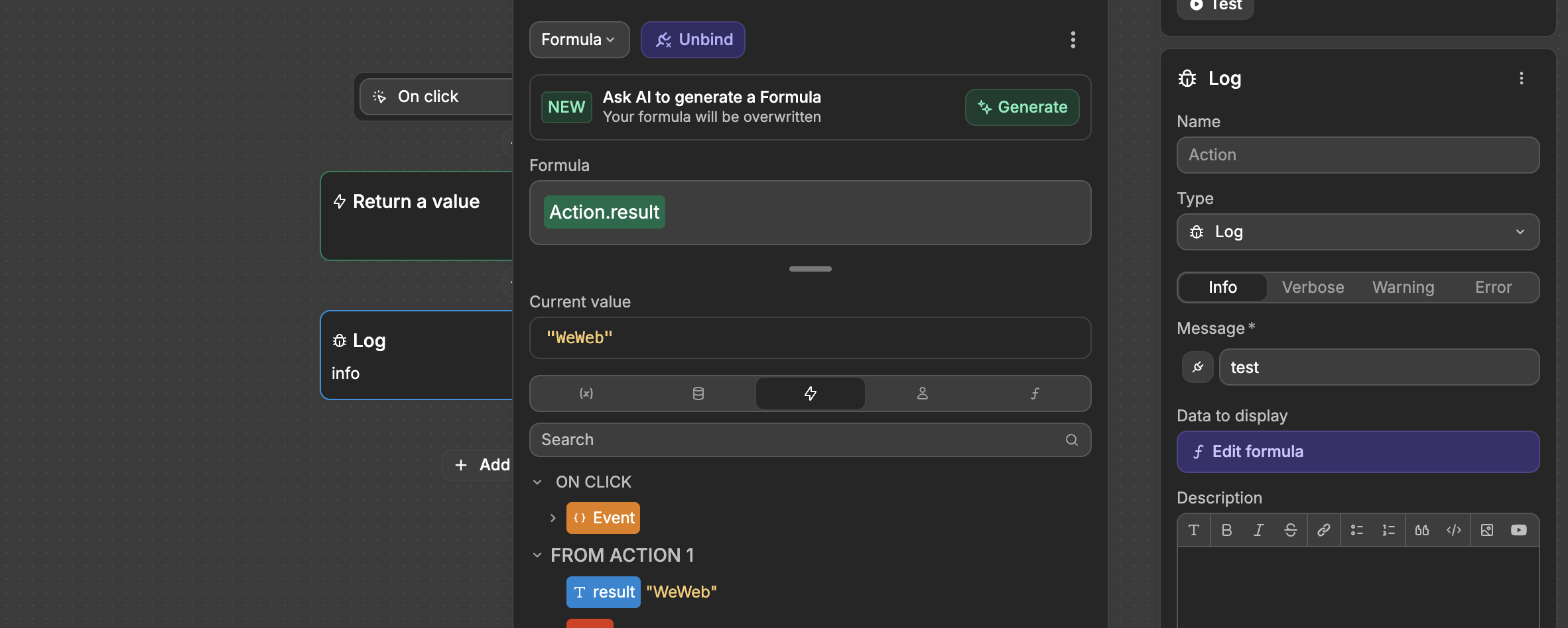 The retrieved value from the subsequent action