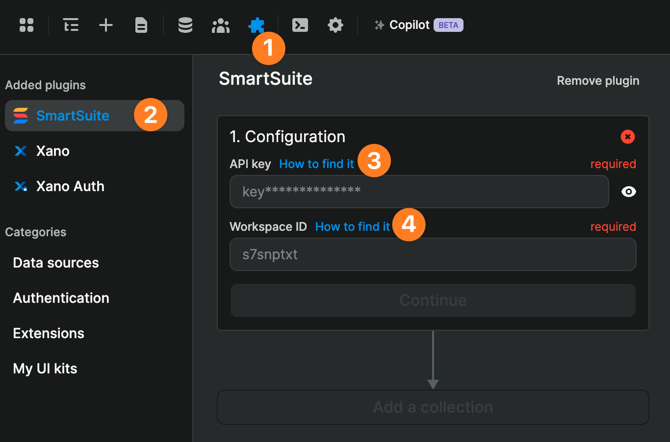 Configure the SmartSuite plugin