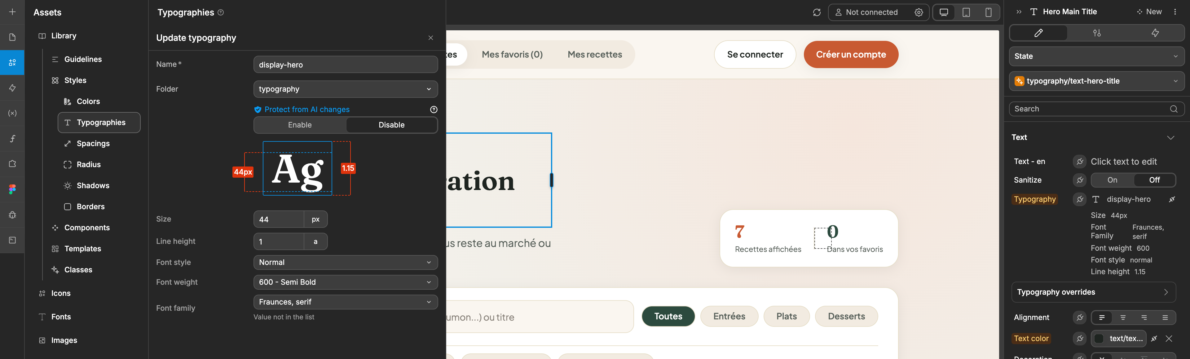 Create a typography and bind it to text