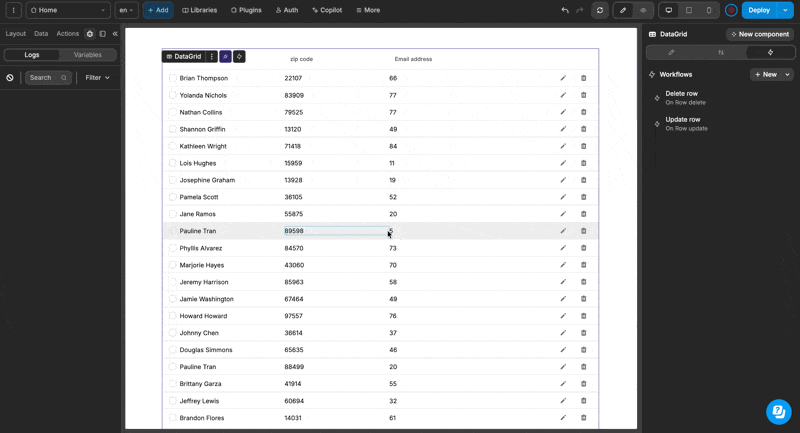 A gif demonstrating how to make a DELETE API request and then update the UI by using the Update Collection action