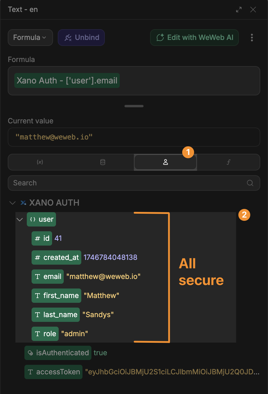 Secure auth data