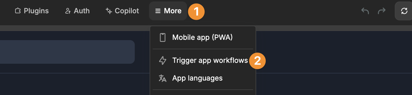 App workflows in More menu