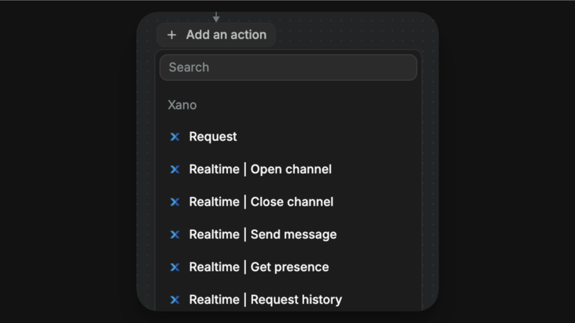 Xano realtime actions