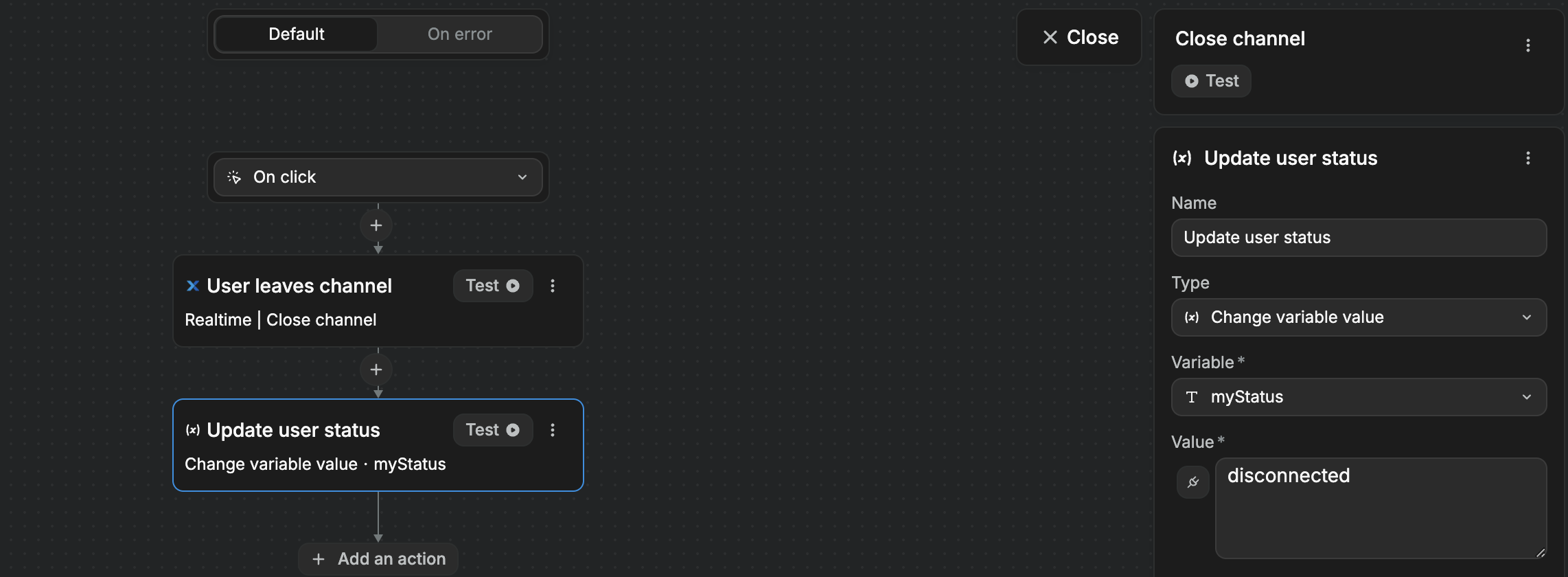 Close channel workflow